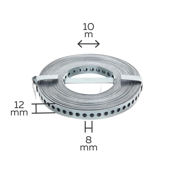 Alberts 334130 Lochband | mit oder ohne Abrollkasette | sendzimirverzinkt | Breite 12 mm | Länge 10 m