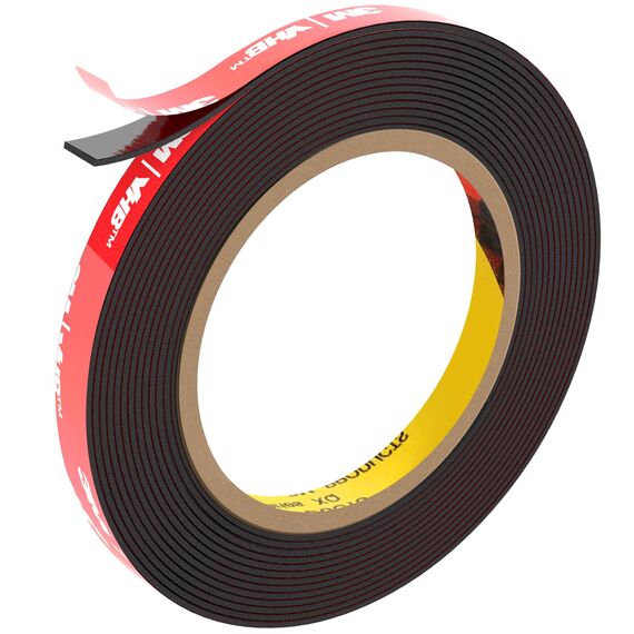 FIXCHORD Doppelseitiges Klebeband Extra Stark, VHB Klebeband, Schaumstoffband, Wasserfestes Montageklebeband für Auto, LED-Lichtband, Heim - und Bürodekoration, Schwarz (15.4FT×0.39IN)