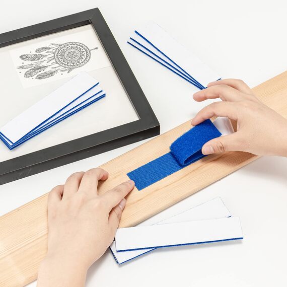 BRAVESHINE 12 Stück Klettband Selbstklebend Extra Stark, Kleben Statt Bohren Starke Klettverschluss,Doppelseitig Klebend (30X150mm)