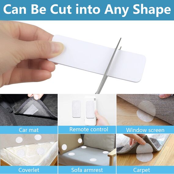 Klettband Selbstklebend Extra Stark, 20 Stück 30 x 100mm Weiß Klettverschluss und Rund Klettband Doppelseitig für Boden,Gläser, Plastik, Metalle, Klettstreifen für DIY-Projekte, Bürobedarf