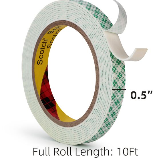3M Doppelseitiges Schaumstoff Klebeband 13mm x 300cm Weiß 1 Rollen Doppelt Beschichtetes Urethan Polyurethan Band für Kleben Anbringen Montieren Innenbeschilderung Namensschilder