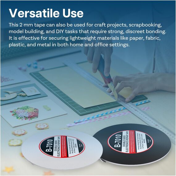 MMOBIEL 2x 2 mm doppelseitiges Klebeband stark klebend Tape 50 m Rolle (Schwarz/Weiss) für Smartphone Tablet Reparatur