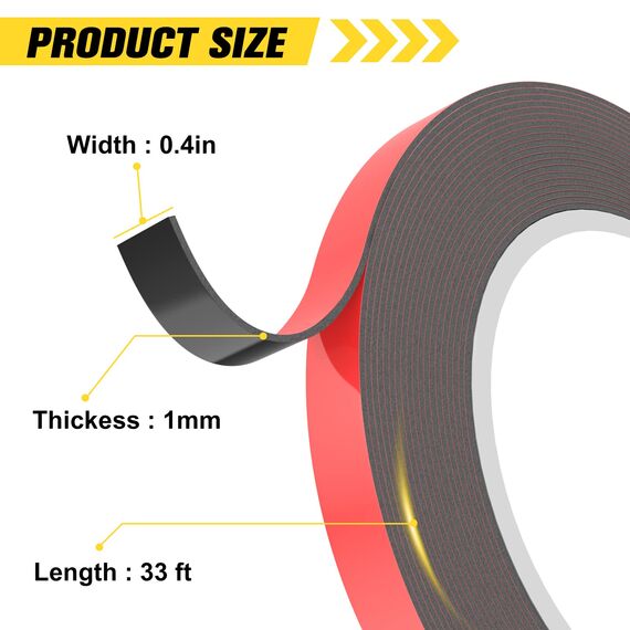 Emitever Doppelseitiges Klebeband - 10m x 10mm, Extra Stark Wasserdichtes Multifunktionales Montageklebeband klebestreifen für Wand und LED-Streifen, Auto, Wohn, Bürodekor