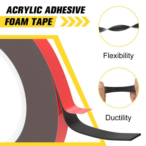 Emitever Doppelseitiges Klebeband - 10m x 10mm, Extra Stark Wasserdichtes Multifunktionales Montageklebeband klebestreifen für Wand und LED-Streifen, Auto, Wohn, Bürodekor