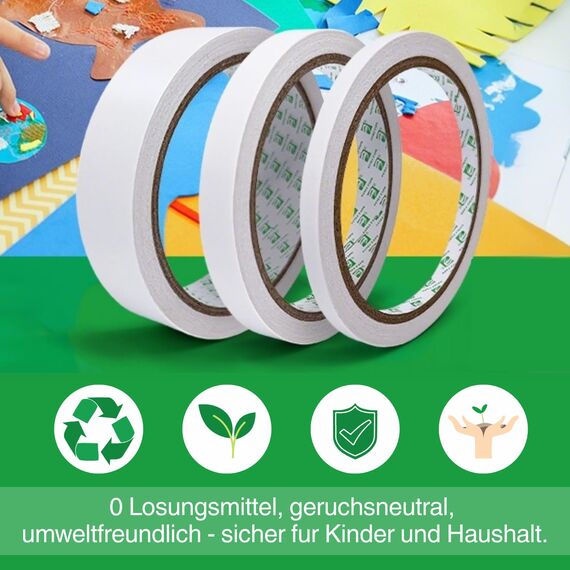 SANLI TAPE Doppelseitiges Klebeband Starke Klebeband Selbstklebeband Stark Papier für Geschenke, Fotos, Dokumente, Tapeten,Büro DIY Handwerk, Bänder, Karten und Boxen (6mm*10m)