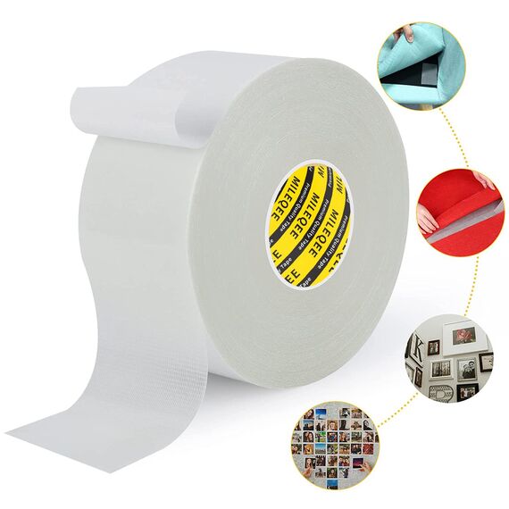 MILEQEE Extra Starkes Doppelseitiges Klebeband 50 mm x 20 m - Wasserfest, Stark für Teppich, Küche, Auto oder Büro