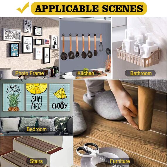 Kelasy Doppelseitiges Klebeband Extra Stark, Extra Starkes Klebriges Doppelseitiges Montageband,Klares Selbstklebendes Poster Wandband Zur Dekoration-5 Meter