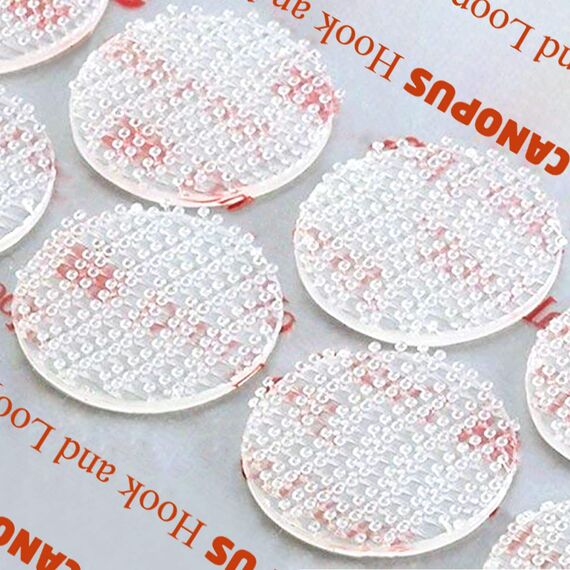 CANOPUS Dual Lock SJ3560 Wasserfest 16 Stück (19 mm - Dia), 5X stärker als Flauschband und Hakenband, Klebepads Druckverschluss-System, Transparent