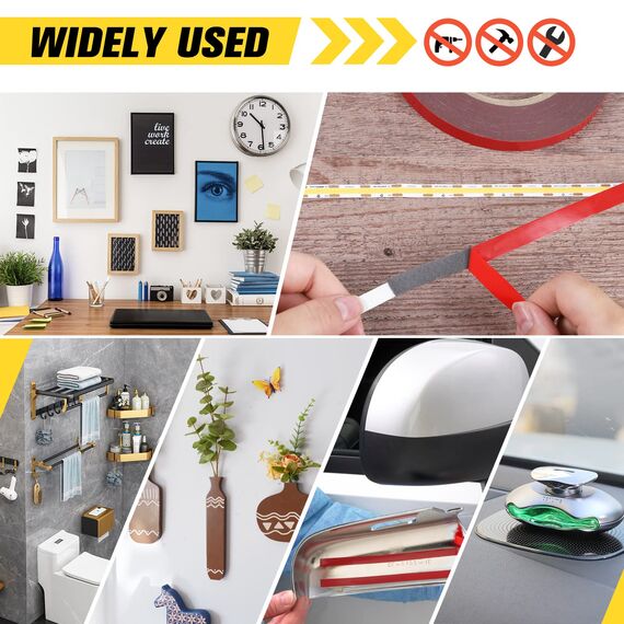 Emitever Doppelseitiges Klebeband - 10m x 10mm, Extra Stark Wasserdichtes Multifunktionales Montageklebeband klebestreifen für Wand und LED-Streifen, Auto, Wohn, Bürodekor