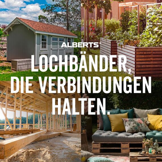 Alberts 334239 Lochband | mit oder ohne Abrollkasette | sendzimirverzinkt | Breite 20 mm | Länge 10 m