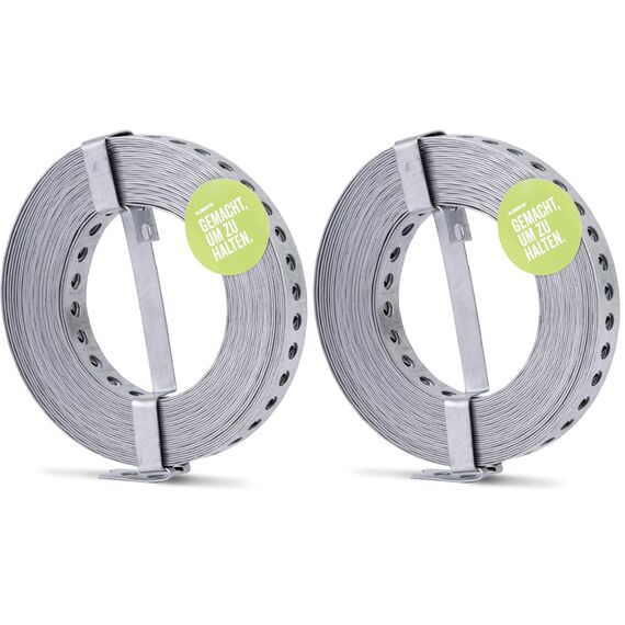 Alberts 334208 Lochband | mit oder ohne Abrollkasette | sendzimirverzinkt | Breite 17 mm | Länge 10 m (Packung mit 2)