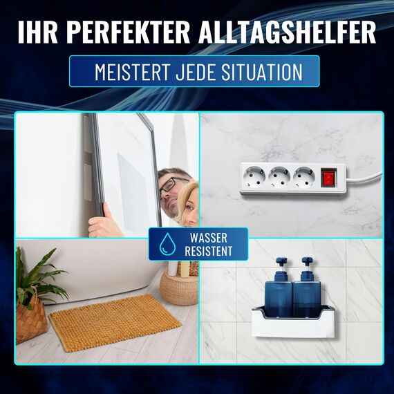 MEISTERWERK - Doppelseitiges Nano-Klebeband [EXTRA STARK] - Klebstofffrei & Spurlos dank Gecko-Effekt I Rutschfest - Waschbar & Wiederverwendbar