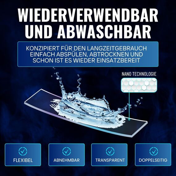 MEISTERWERK - Doppelseitiges Nano-Klebeband [EXTRA STARK] - Klebstofffrei & Spurlos dank Gecko-Effekt I Rutschfest - Waschbar & Wiederverwendbar