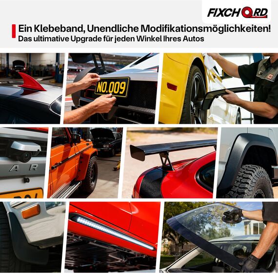 FIXCHORD Doppelseitiges Klebeband Extra Stark, VHB Klebeband, Schaumstoffband, Wasserfestes Montageklebeband für Auto, LED-Lichtband, Heim - und Bürodekoration, Schwarz (15.4FT×0.39IN)