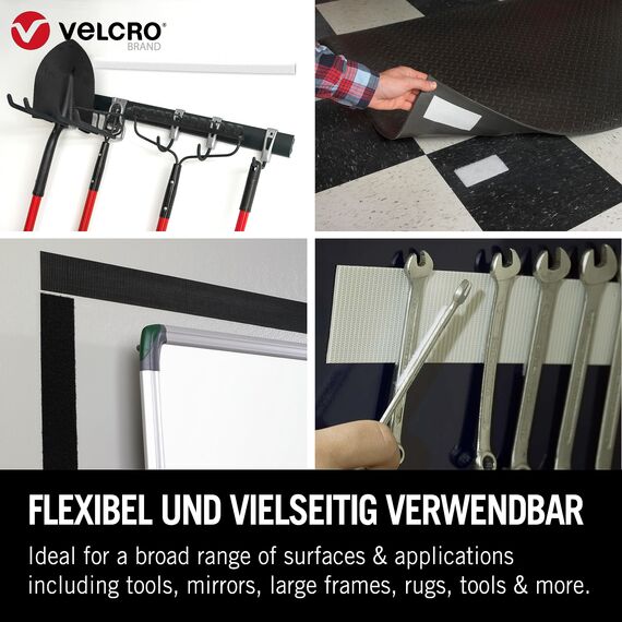 VELCRO Marke | Klettband Selbstklebend | Zuschneidbares industrielles extra starkes doppelseitiges selbstklebendes Klettband mit Klettverschluss | Weiß | 50 mm x 2,5 m