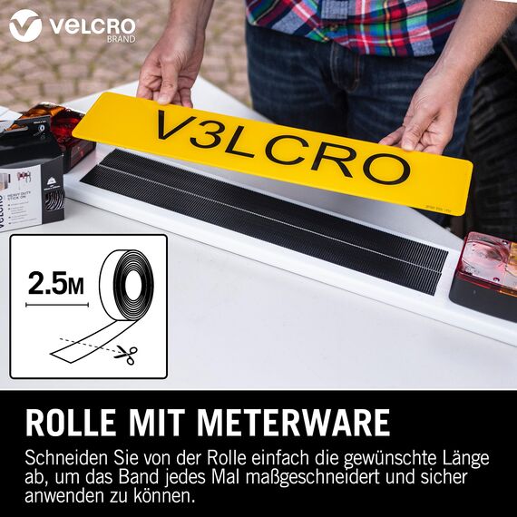 VELCRO Marke | Klettband Selbstklebend | Zuschneidbares industrielles extra starkes doppelseitiges selbstklebendes Klettband mit Klettverschluss | Weiß | 50 mm x 2,5 m