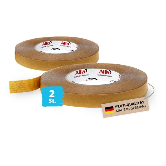Alfa 2x Montageband Profi-Qualität 20 mm x 50 m doppelseitig klebend für Dampfbremse, Dampfsperre, Unterspannbahn schnelle und sichere Montage