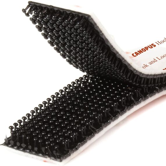 CANOPUS Profi Dual Lock Klettband SJ3550 Extra Stark (25,4mmx2m), Wasserdicht Klettband Klebeband Schwarz, 5X stärker als Flauschband und Hakenband, selbstklebender flexibler Druckverschluss