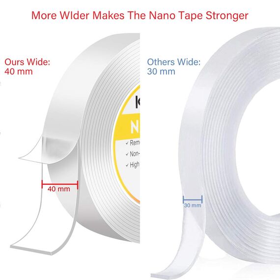 600 cm*40 mm Nano Klebeband, Doppelseitiges Klebeband Extra Stark Magisch Transparent Ablösbar Klebestreifen Spurloses Waschbares für Teppich