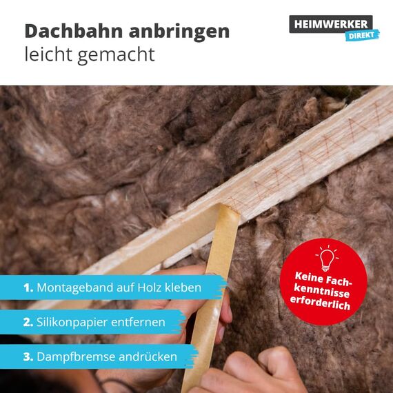 Alfa 2x Montageband Profi-Qualität 20 mm x 50 m doppelseitig klebend für Dampfbremse, Dampfsperre, Unterspannbahn schnelle und sichere Montage
