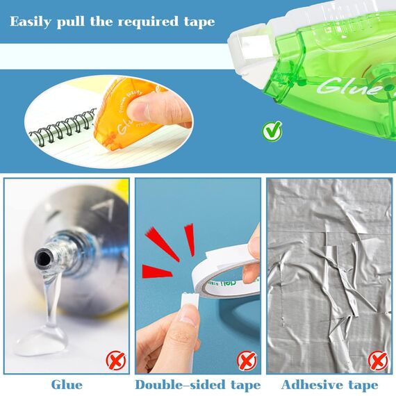 Yoosso 12 Stück Selbstklebende Kleberoller, 8 mx8 mm & 6mx6mm Doppelseitiges Klebeband Roller Fotokleber Transparent Klebemaus für Scrapbooking Album Kartenherstellung Basteln Schule Büro