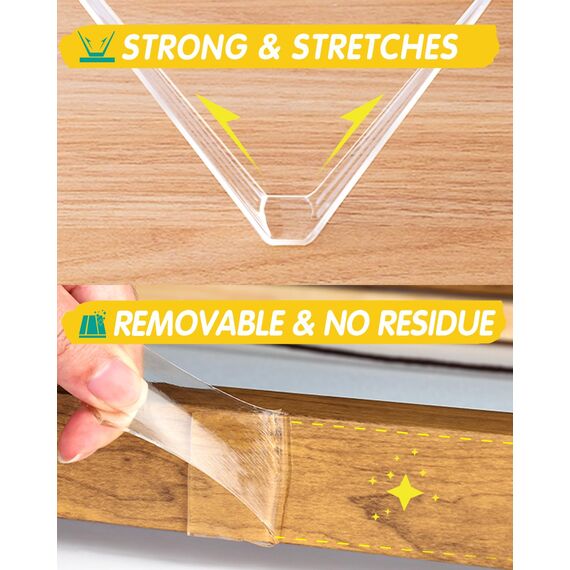 Caianwin 20mm Breites Doppelseitiges Klebeband, Extra Stark Double Sided Tape, Transparent Nano Tape Ablösbar Doppelseitig Klebeband für Teppich, Zuhause, Auto oder Outdoor(2 Rollen à 3 m, 6m Gesamt)