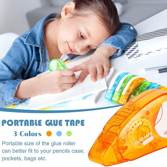 Yoosso 12 Stück Selbstklebende Kleberoller, 8 mx8 mm & 6mx6mm Doppelseitiges Klebeband Roller Fotokleber Transparent Klebemaus für Scrapbooking Album Kartenherstellung Basteln Schule Büro