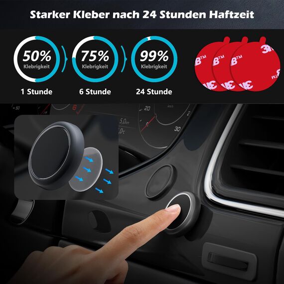 ALAFLY 3M Doppelseitig Klebrig Klebstoff Ersatzpads für OOONO CO-Driver NO1/NO2, 3 Stück 30mm Runde Hitzebeständig Starke VHB Aufkleber Klebeband Klebepads für Sonnenblende, Armaturenbrett, Alle Autos