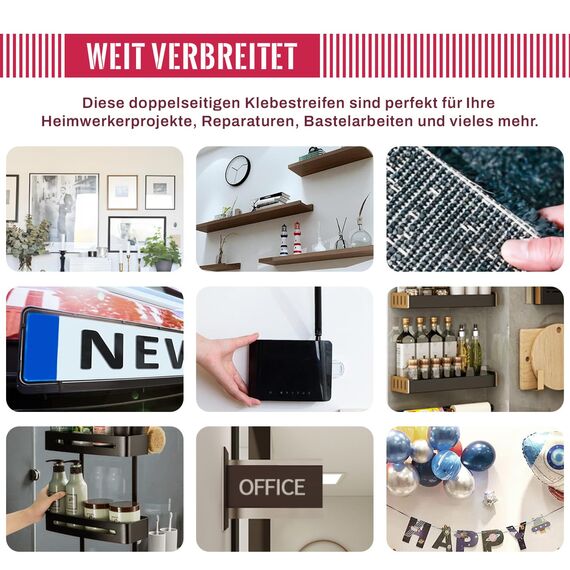 YISUMEI Doppelseitiges Klebeband Extra Stark,44 Stück Doppelseitige Klebepads，Schaumstoff Pads,Montagepads mit Quadraten, Rechtecken und Runden