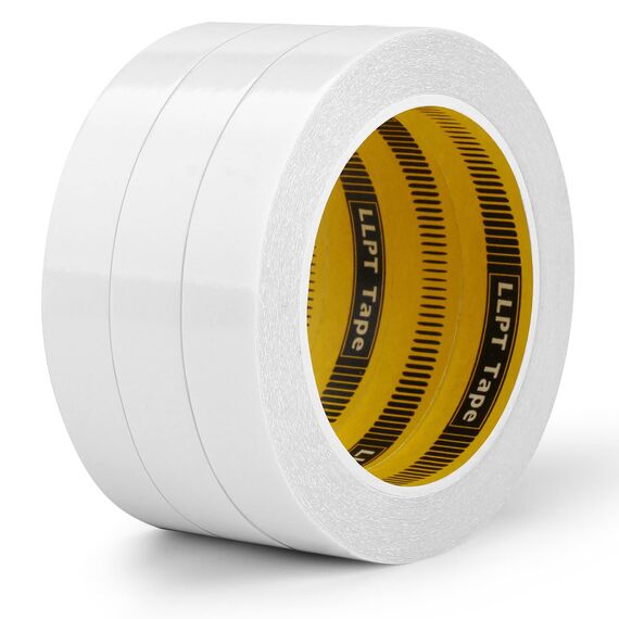 LLPT Doppelseitiges Klebeband Selbstklebeband 19mm x 15m 3 Rollen Transluzent ultradünne Handrisse für DIY Handwerk Scrapbooking Kunst Fotografie Stoff Kleber Änderungen(SPD1915CR03)