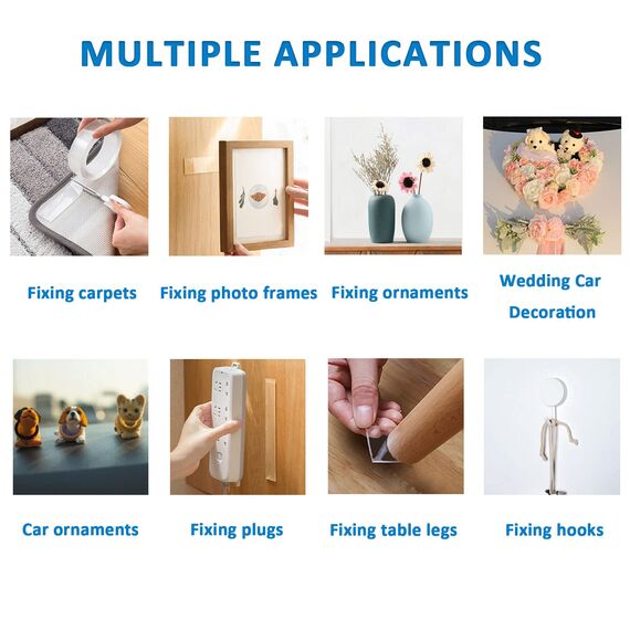 KEYRI Doppelseitiges Klebeband Extra Starkes, Nano Doppelseitiges Klebeband Transparent Tape Spurloses Waschbares Klebeband (9m)