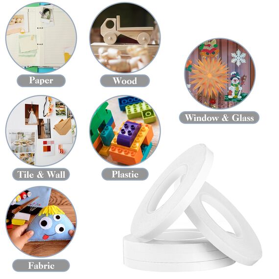 Kesote 5x Klebeband Doppelseitig Selbstklebend Doppelklebeband 6 mm Transparent für Basteln DIY Handwerk 20 Meter