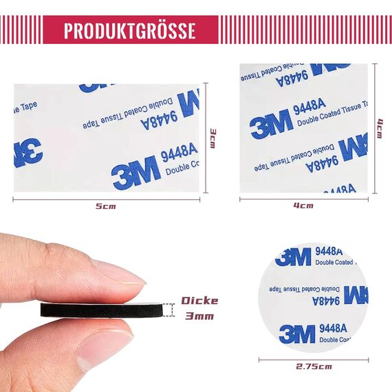 YISUMEI Doppelseitiges Klebeband Extra Stark,44 Stück Doppelseitige Klebepads，Schaumstoff Pads,Montagepads mit Quadraten, Rechtecken und Runden