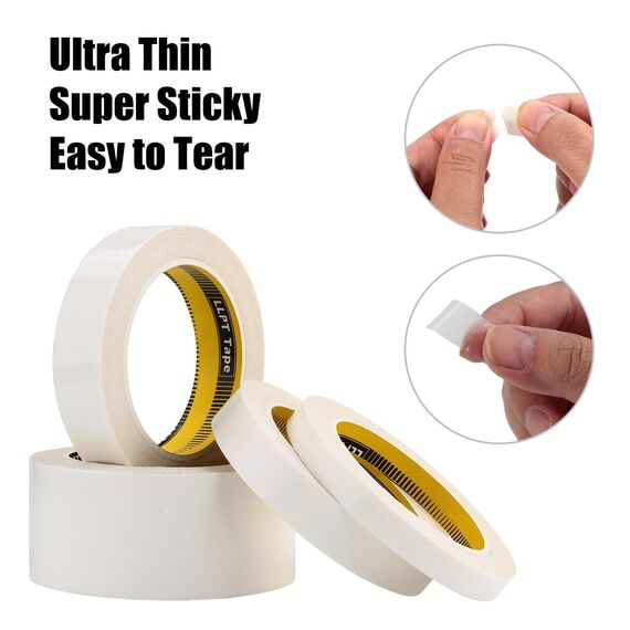LLPT Doppelseitiges Klebeband Selbstklebeband 9mm x 15m 5 Rollen Transluzent ultradünne Handrisse für DIY Handwerk Scrapbooking Kunst Fotografie Stoff Kleber Änderungen(SPD1915CR05)