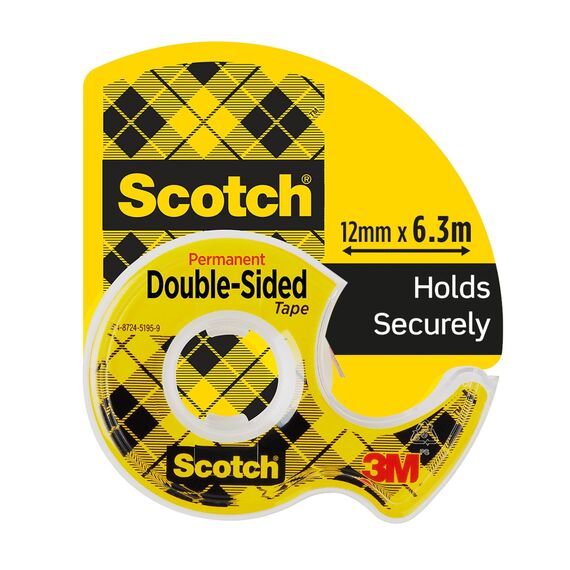 Scotch Doppelseitiges Klebeband 136D-MDOEU, 12,7 mm x 6,3 m, 1 Rolle auf Handabroller/Packung