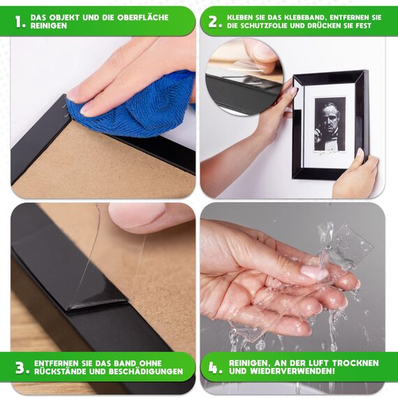 V1 TRADE Nano Tape 10m - Klebeband Doppelseitig Extra Stark Transparent 2x5m Rollen - Klebeband Doppelseitig Ablösbar - Double Sided Tape Strong - Wiederverwendbar