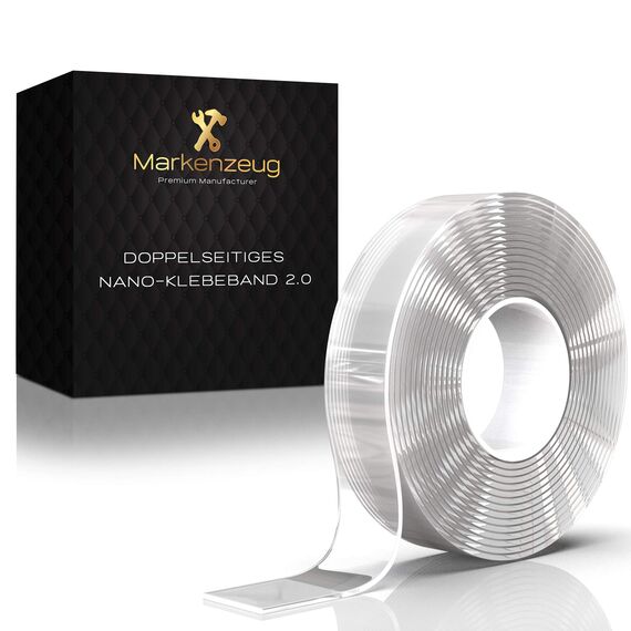 MARKENZEUG Nano Tape Extra Stark Doppelseitiges Klebeband 3M - Waschbar & Wiederverwendbar Klebeband Transparent für Wandmontage, Teppich Fixieren & Büro-Organisation - Nano Gel Pad Ohne Bohren
