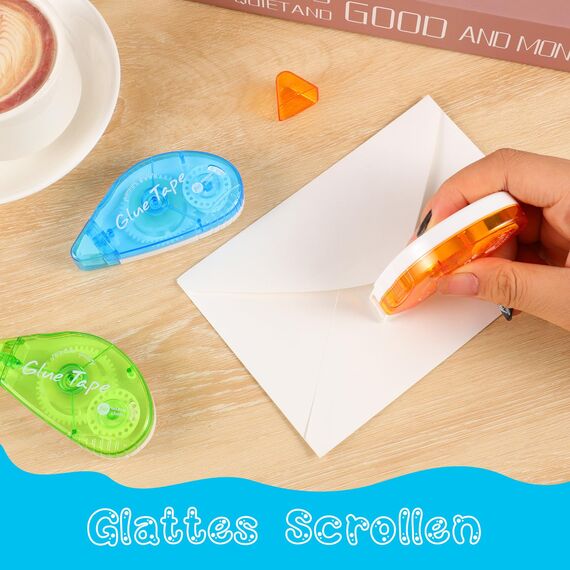 3 Stück Kleberoller, 8mm x 8m Fotokleber Doppelseitiges Klebeband Transparent Klebemaus Glue Roller für DIY Scrapbooking Umschlag Geschenkverpackung