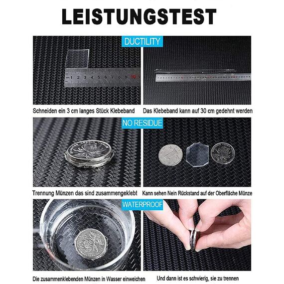 Doppelseitiges Klebeband, transparent, multifunktional, kann nach dem Waschen und Trocknen mit Wasser wiederverwendet werden, Nano-Klebeband, nicht abfärben, kann für Glas, Teppich verwendet werden (3