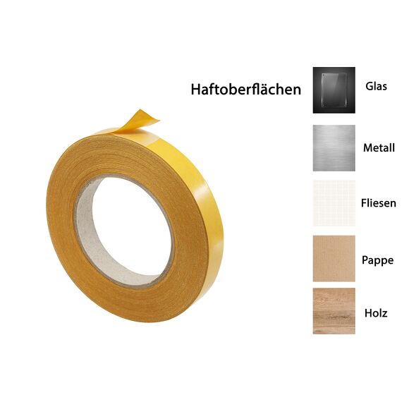 Kleberino Klebeband doppelseitig dünn | handreißbar | stark und permanent klebend | Universalklebeband für fast alle Untergründe in Industriequalität (19mm x 10 m)
