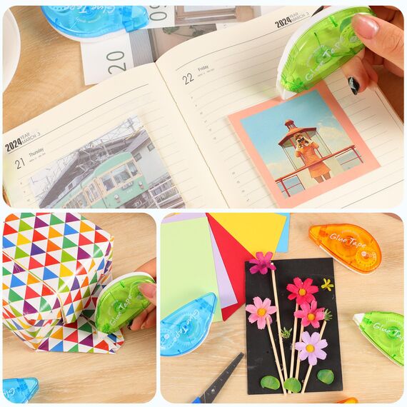 3 Stück Kleberoller, 8mm x 8m Fotokleber Doppelseitiges Klebeband Transparent Klebemaus Glue Roller für DIY Scrapbooking Umschlag Geschenkverpackung