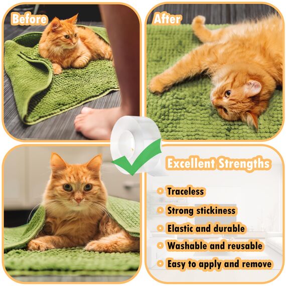 DADAPANGHU 6m Doppelseitiges Klebeband Extra Stark, 2 Rollen x 3m Transparent Nano Klebeband Ablösbar, Klebeband Doppelseitig Dünn für Foto Wand, Teppich, Küche, Auto oder Outdoor