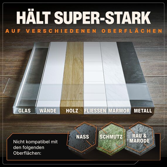 BAURIX® Nano Tape Doppelseitig [2x4m] – Starkes Klebeband für Wand, Teppich & Deko – transparent, waschbar, wiederverwendbar – ideal für DIY und professionelle Anwendungen