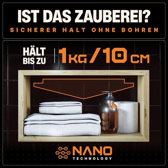 BAURIX® Nano Tape Doppelseitig [2x3m] – Starkes Klebeband für Wand, Teppich & Deko – transparent, waschbar, wiederverwendbar – ideal für DIY und professionelle Anwendungen