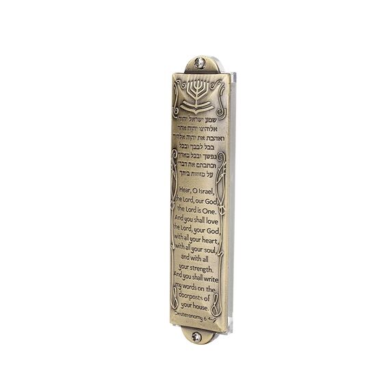 BRTAGG Mesusa mit doppelseitigem Klebeband, 13,5 cm hoch, englische und hebräische Schrift, Bronze, Mezuzah zum einfachen Abziehen und Aufkleben (für 11 cm Schriftrolle)