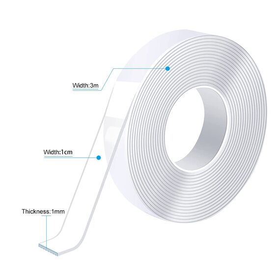 5M Doppelseitiges Klebeband Transparent,Nano Klebestreifen Doppelseitig Wiederverwendbar Beidseitiges Klebeband Schmal Spurloses Breite 1cm Für Teppiche, Bilderrahmen Und Kissen