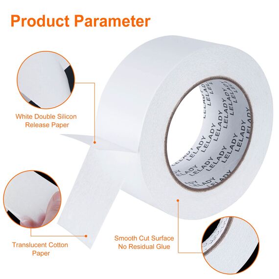 LELADY Doppelseitiges Klebeband 50.8mm x 1 Rollen, 36.5m pro Rollen, Beidseitiges Klebeband Set, Starke Klebeband, Mehrzweck-Klebeband doppelseitig für Büro/Handwerk/Nähen/DIY