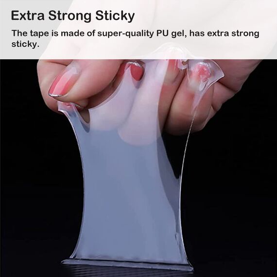 BNCHI 2CM*1MM*3M Nano Doppelseitiges Klebeband Heavy Duty, abnehmbares transparentes starkes klebriges Klebeband für Teppich, Fotos, Wand