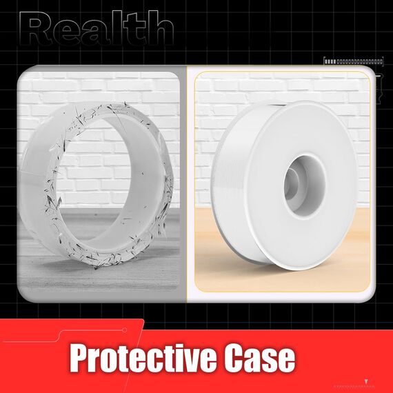 Realth Doppelseitiges Nano Klebeband/Starkes Montageband | Transparent | Spurlos | Waschbar | Keine Rückstände | für Zuhause Büro Geschäft Deko-Karte Poster Fotowand(NT30) | 30mm x 5m