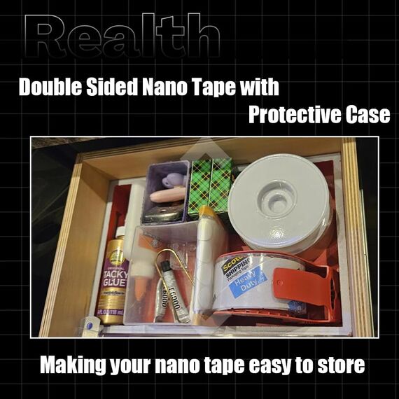 Realth Doppelseitiges Nano Klebeband/Starkes Montageband | Transparent | Spurlos | Waschbar | Keine Rückstände | für Zuhause Büro Geschäft Deko-Karte Poster Fotowand(NT30) | 30mm x 5m